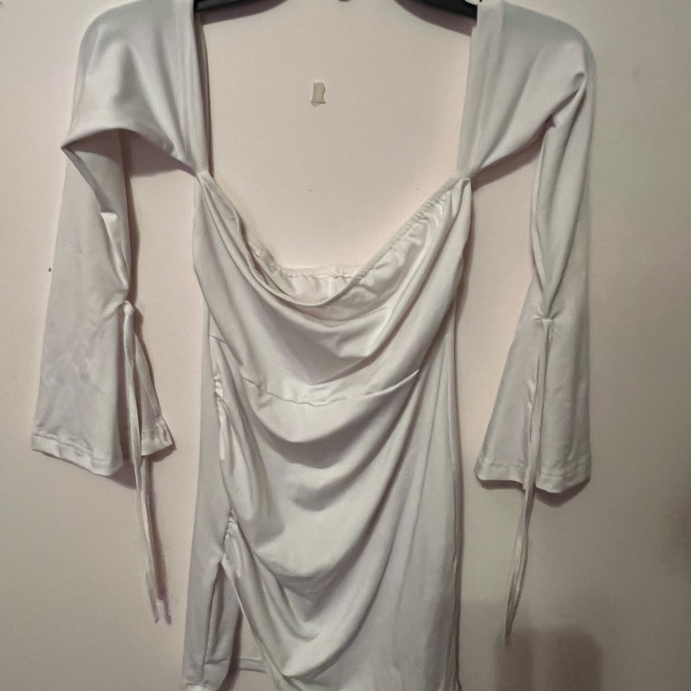 Shein Elegant White Draped Dress